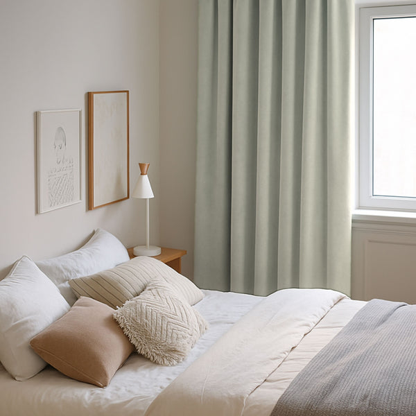 Night curtain "Velvet curtain" white green Velvet
