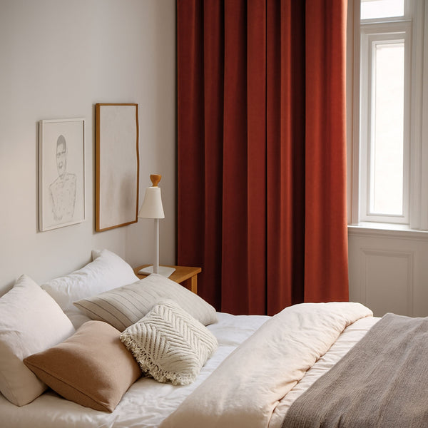 Tenda da notte "Velvet curtain" in velluto rosso mattone