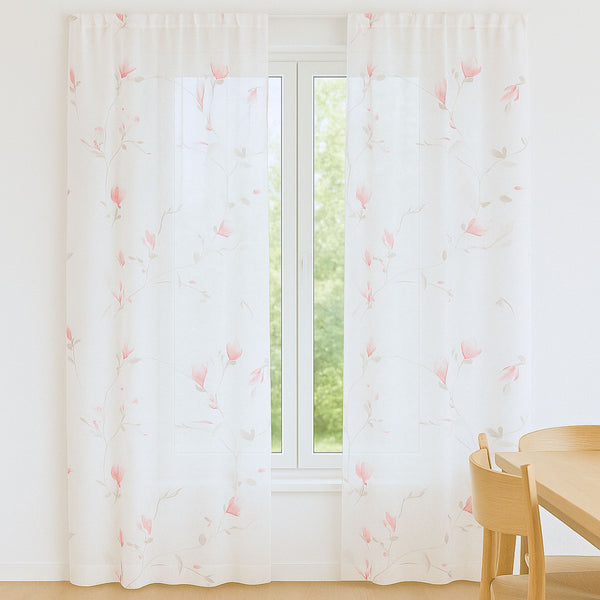Red Pepita day curtain