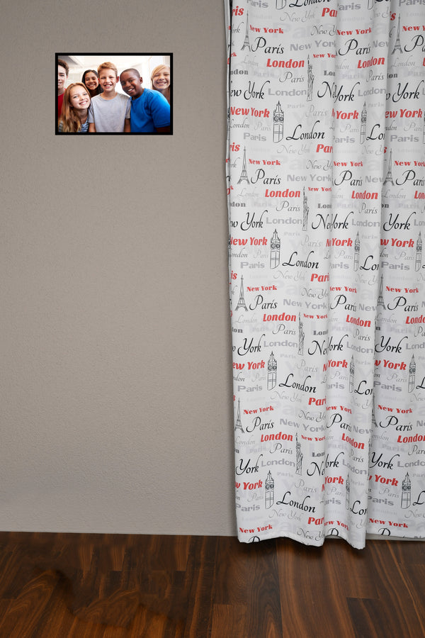 Blackout curtain "City" grey-red Big Cities