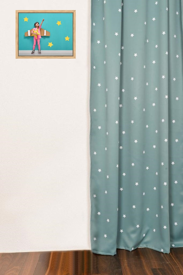 Blackout curtain "Stars" dark green Kiki