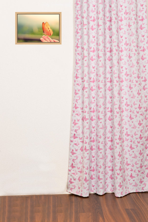 Blackout curtain pink summer bird "butterfly"