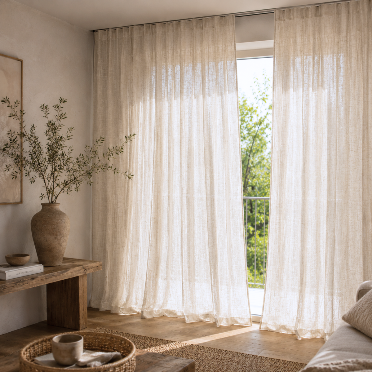 Leinenvorhang DREW - beige - Kostenloses Stoffmuster