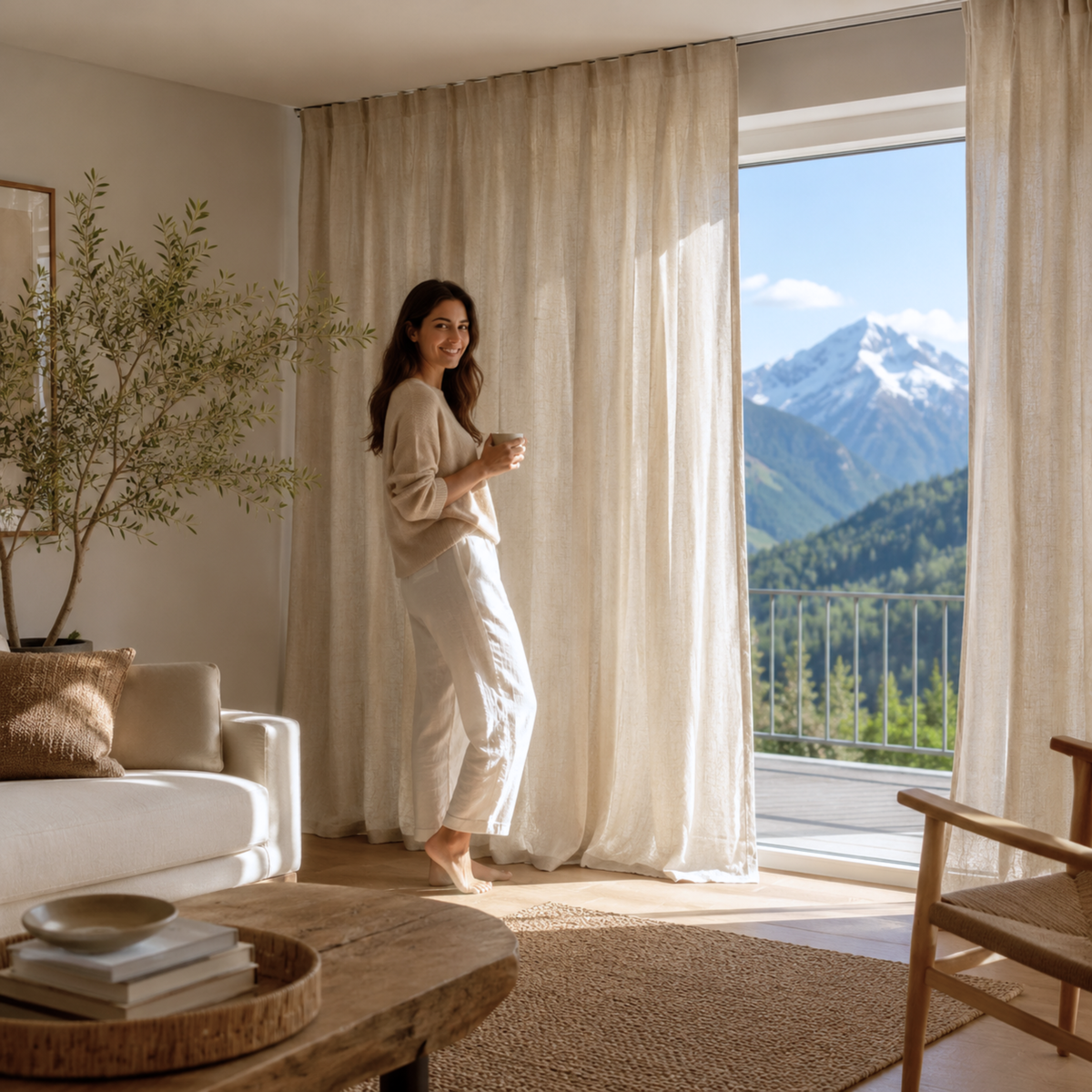 "Tenda di lino" tenda da notte beige Sarah