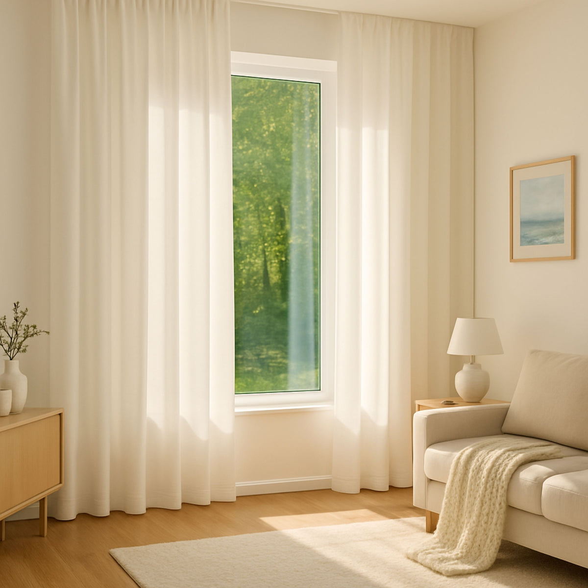 Rideau en coton off-blanc dewi