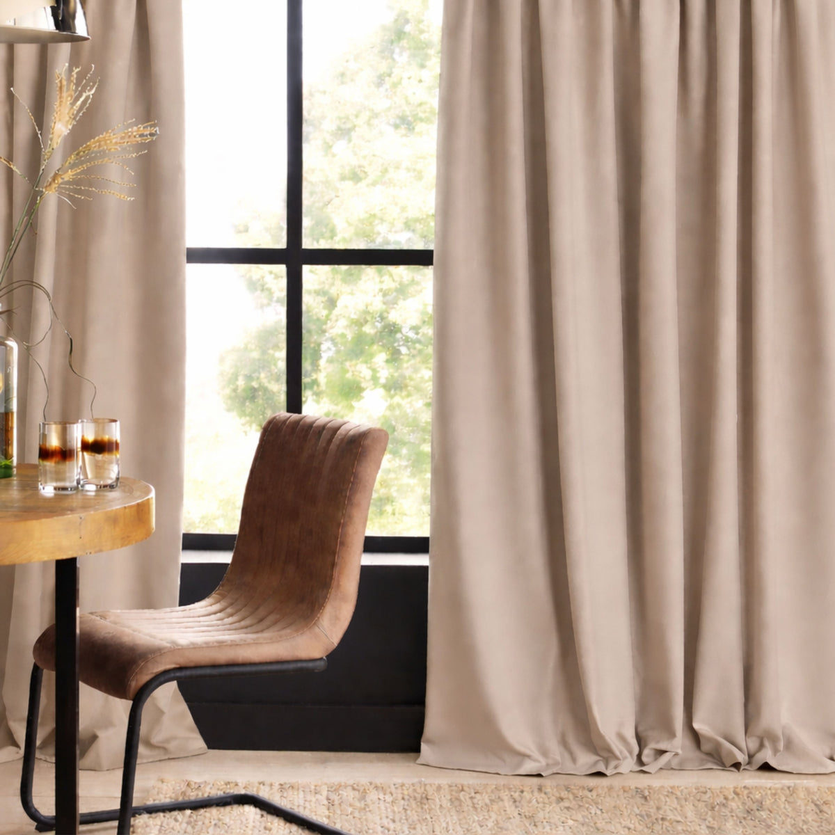 Rideau en lin EDDA - taupe clair - Échantillon de tissu gratuit