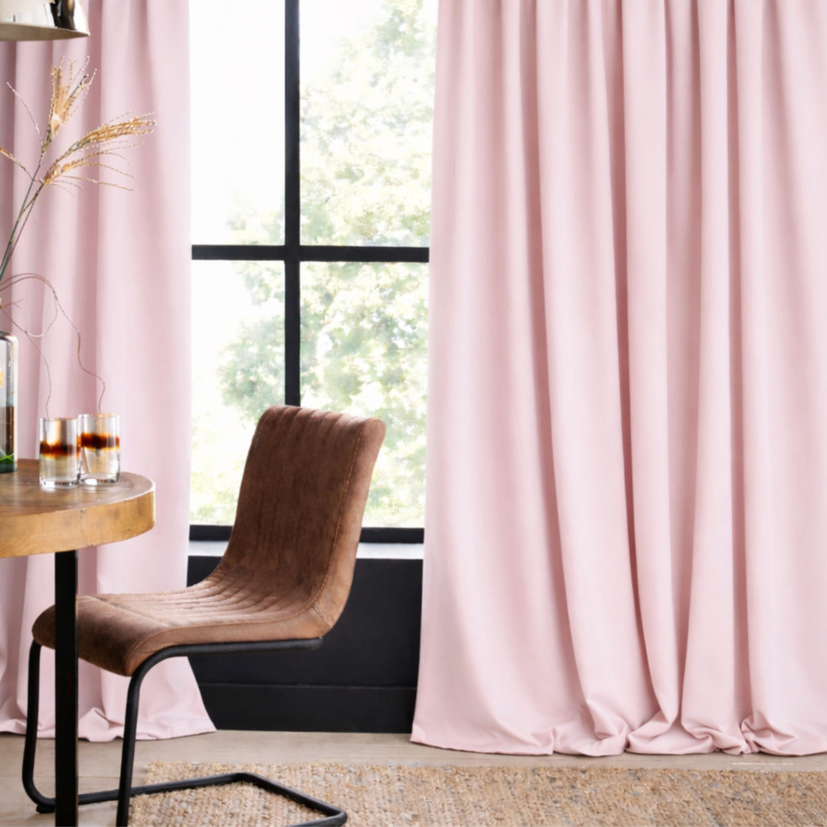 "Linen curtain" night curtain pink Edda