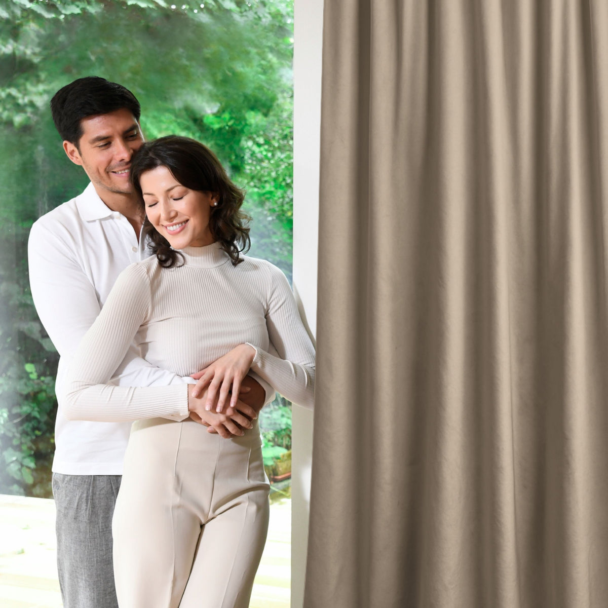 Nachtvorhang "Samtvorhang" dunkelbeige Velvet