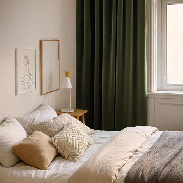 Night curtain "Velvet curtain" olive green Velvet