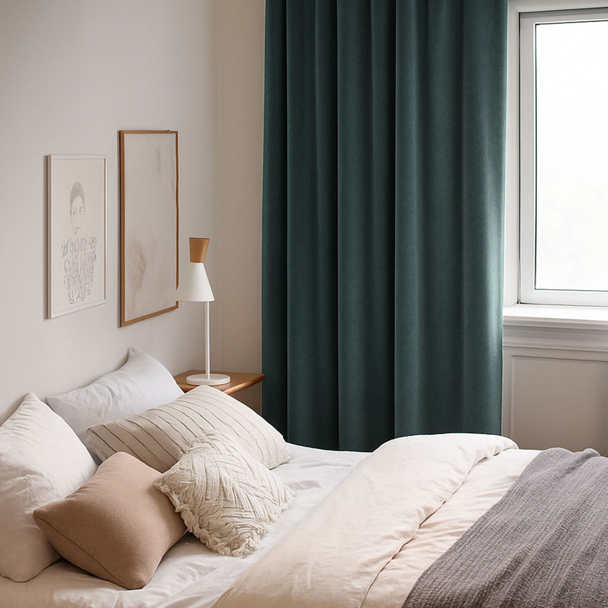 Nachtvorhang "Samtvorhang" grau grün Velvet