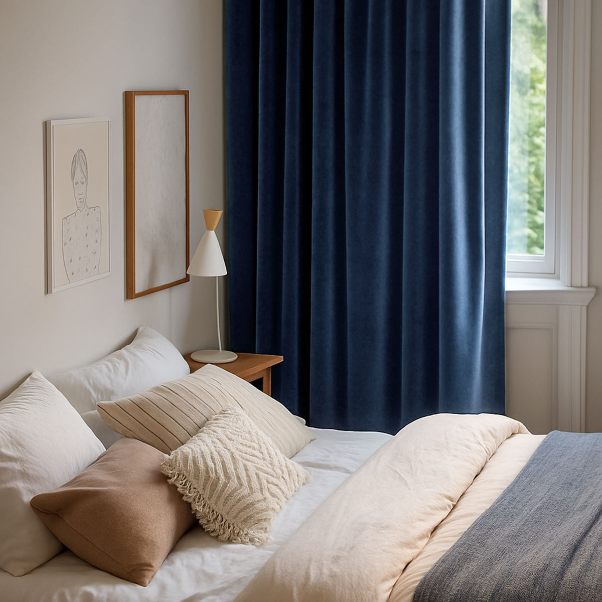 Nachtvorhang "Samtvorhang" dunkelblau Velvet