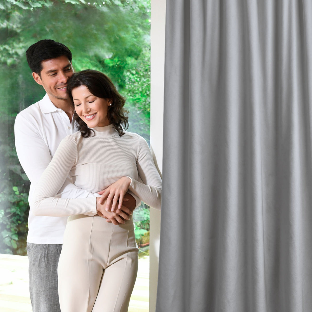 Nachtvorhang "Samtvorhang" blau grau Velvet