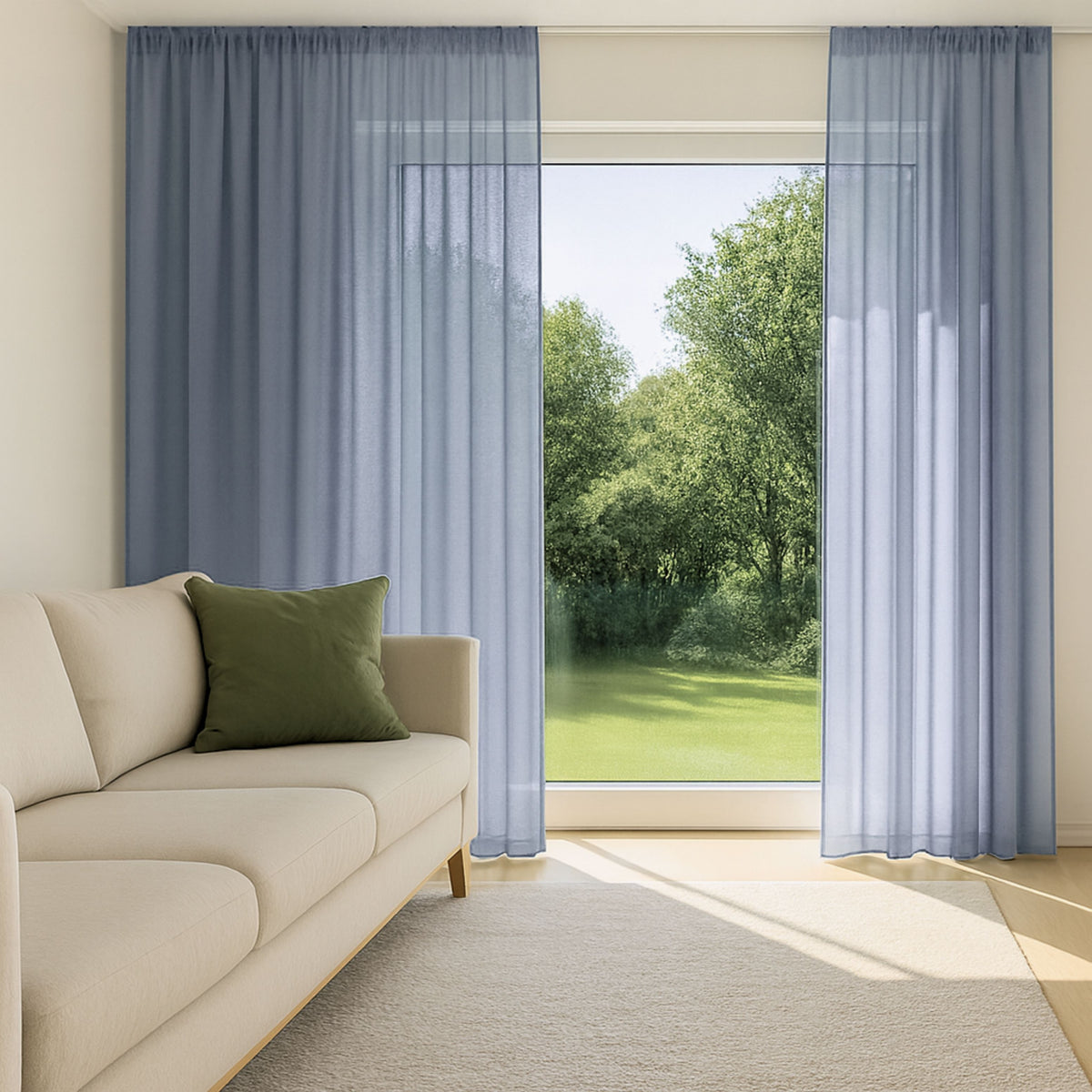 Elvira day curtain, smoky blue