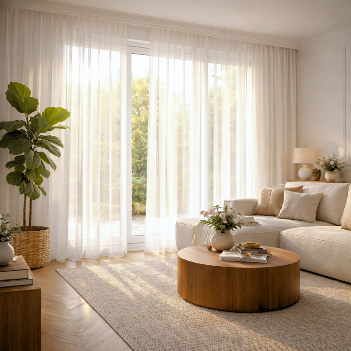 Tenda da giorno in lana bianca Marit