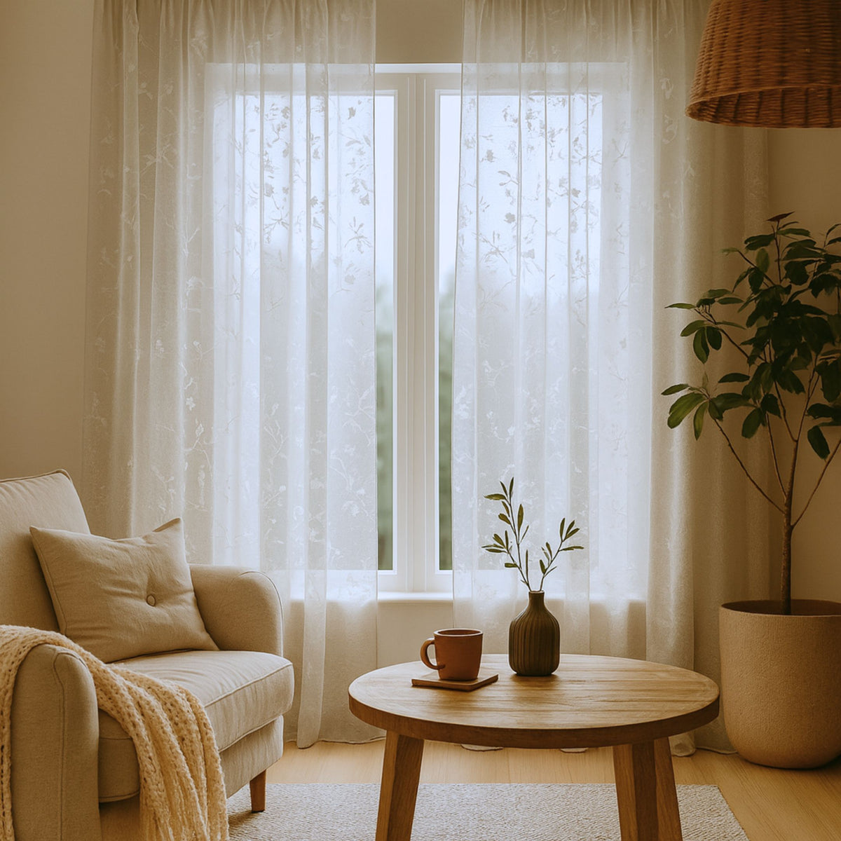 Le rideau quotidien "broderie" connaît Pamela