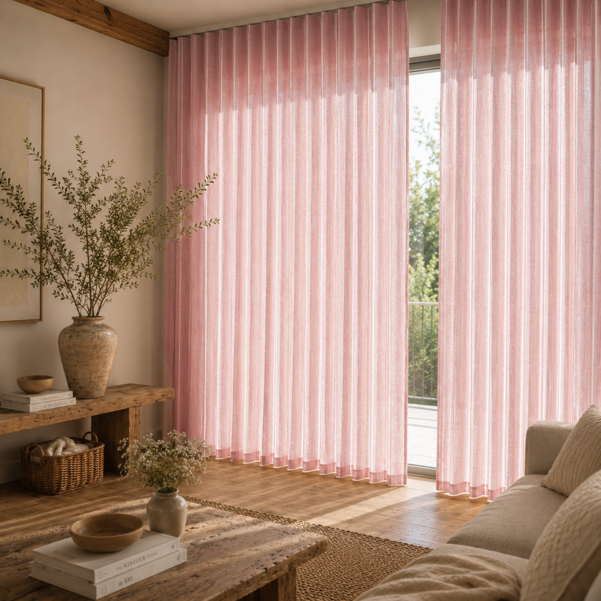 "Linen curtain" In-Between curtain red Sissi "stripes"
