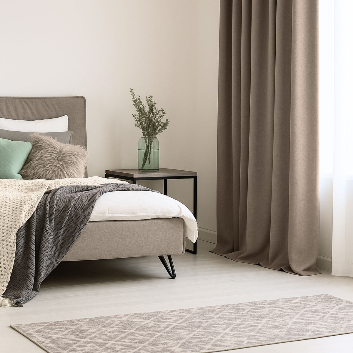 Rideau de l'appareil "rideau acoustique" beige gris viktoria