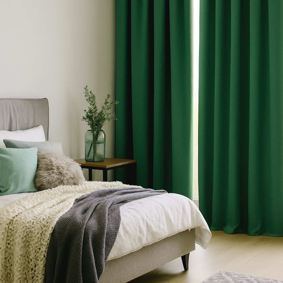 Verdunkelungsvorhang "Akustikvorhang" dunkelgrün Viktoria