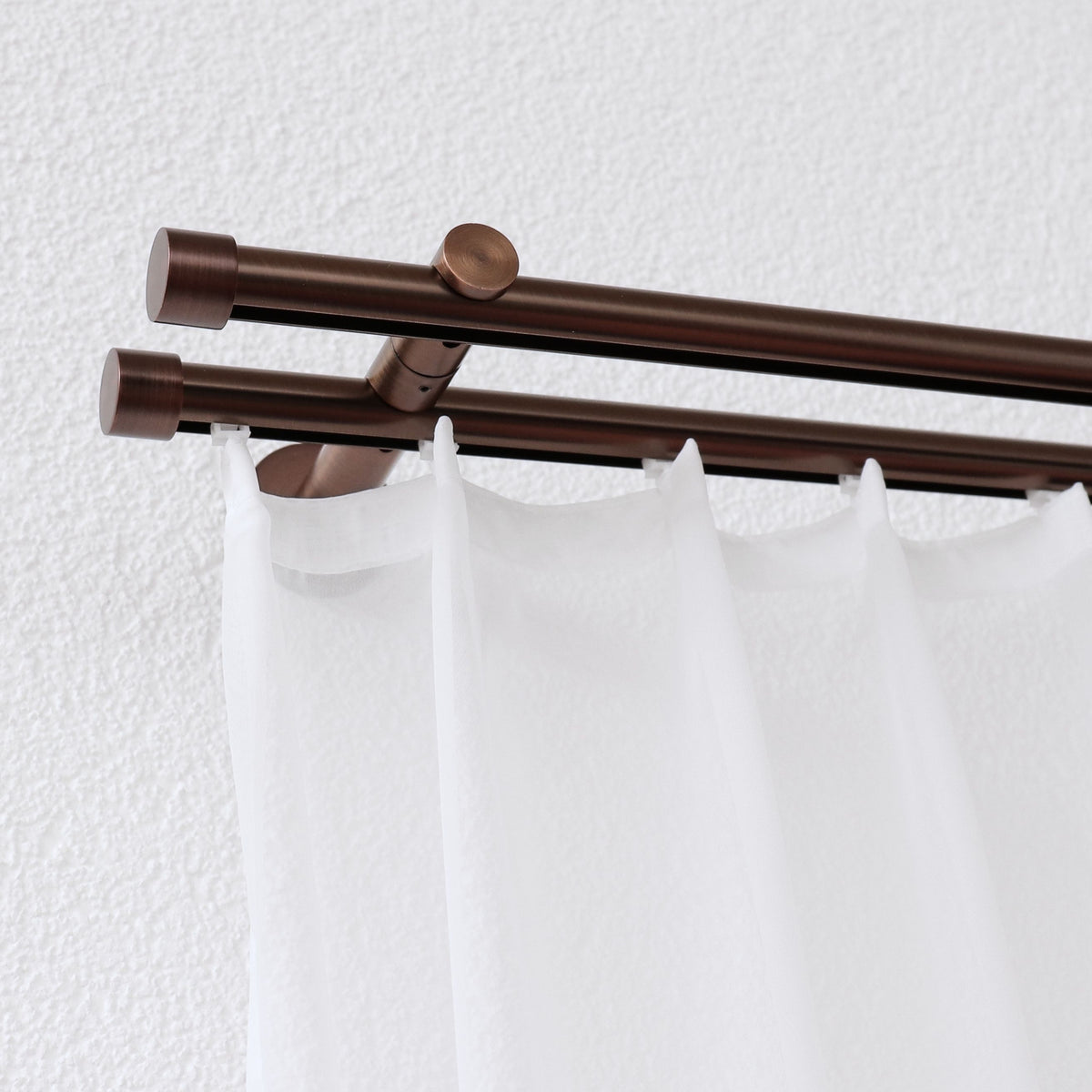 Tringle à rideau HARMONIE 2 voies maxi ronde - marron - [sur mesure]