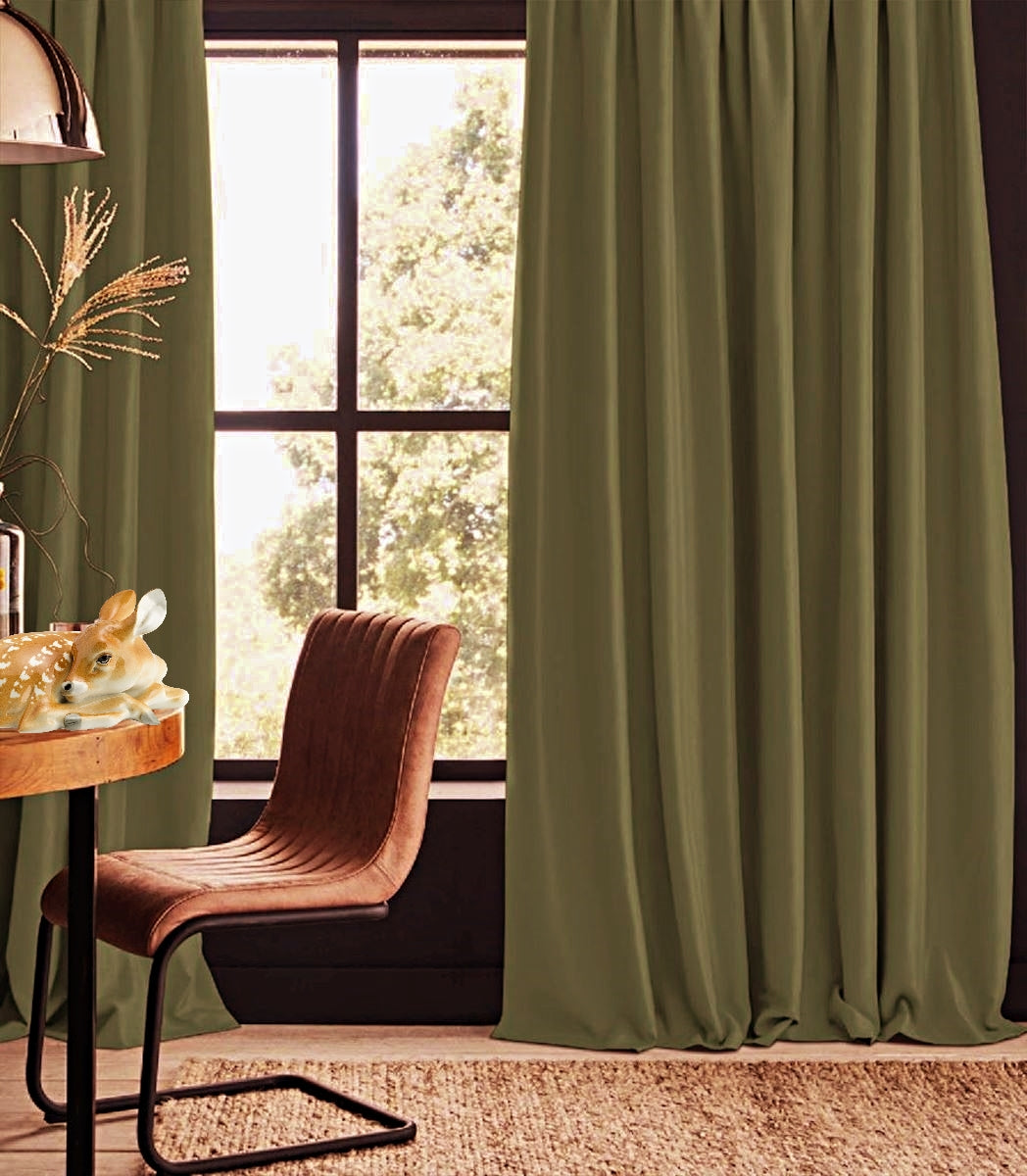Night curtain olive green Lina