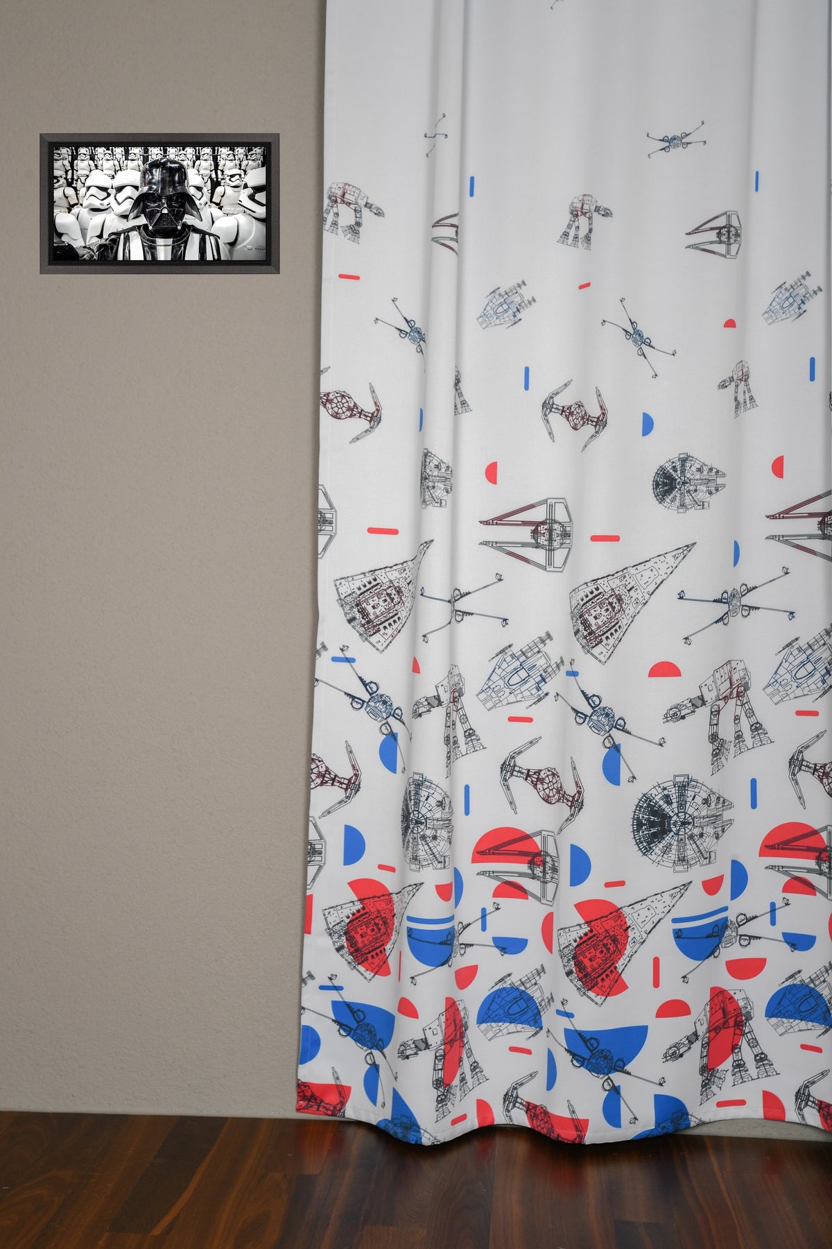 Blackout curtain red blue gray Star Wars