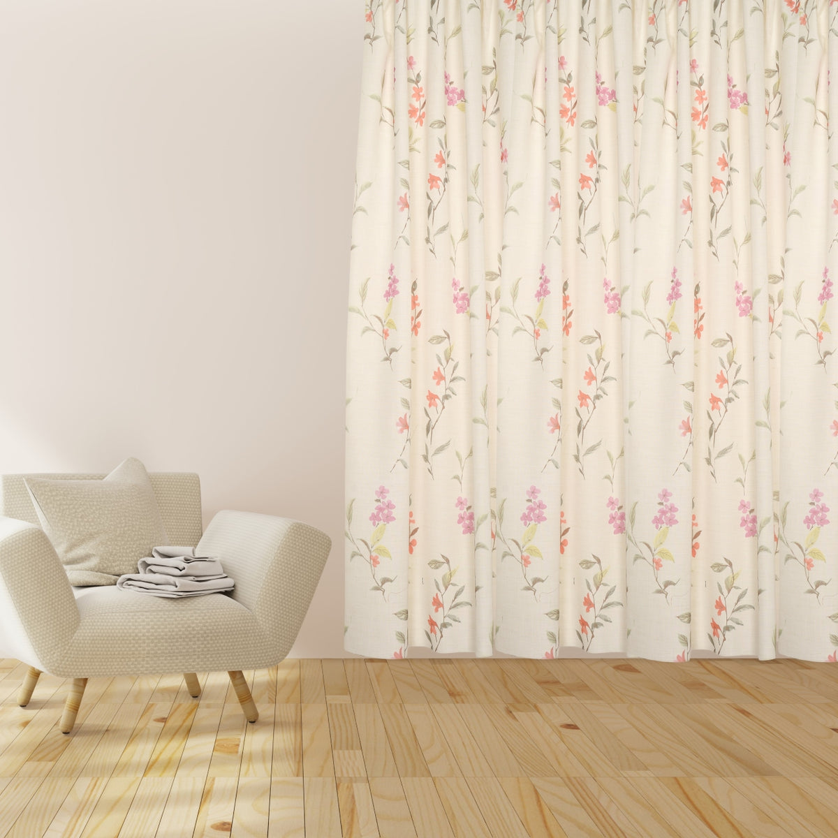 Night curtain pink red floral stone