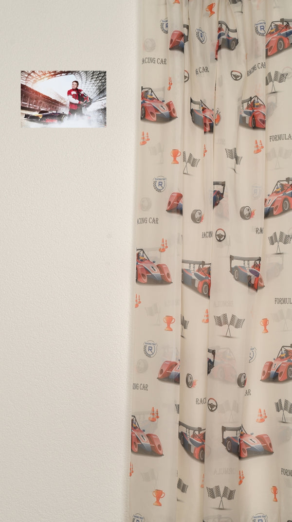 Day curtain "Race car" red blue Bejan