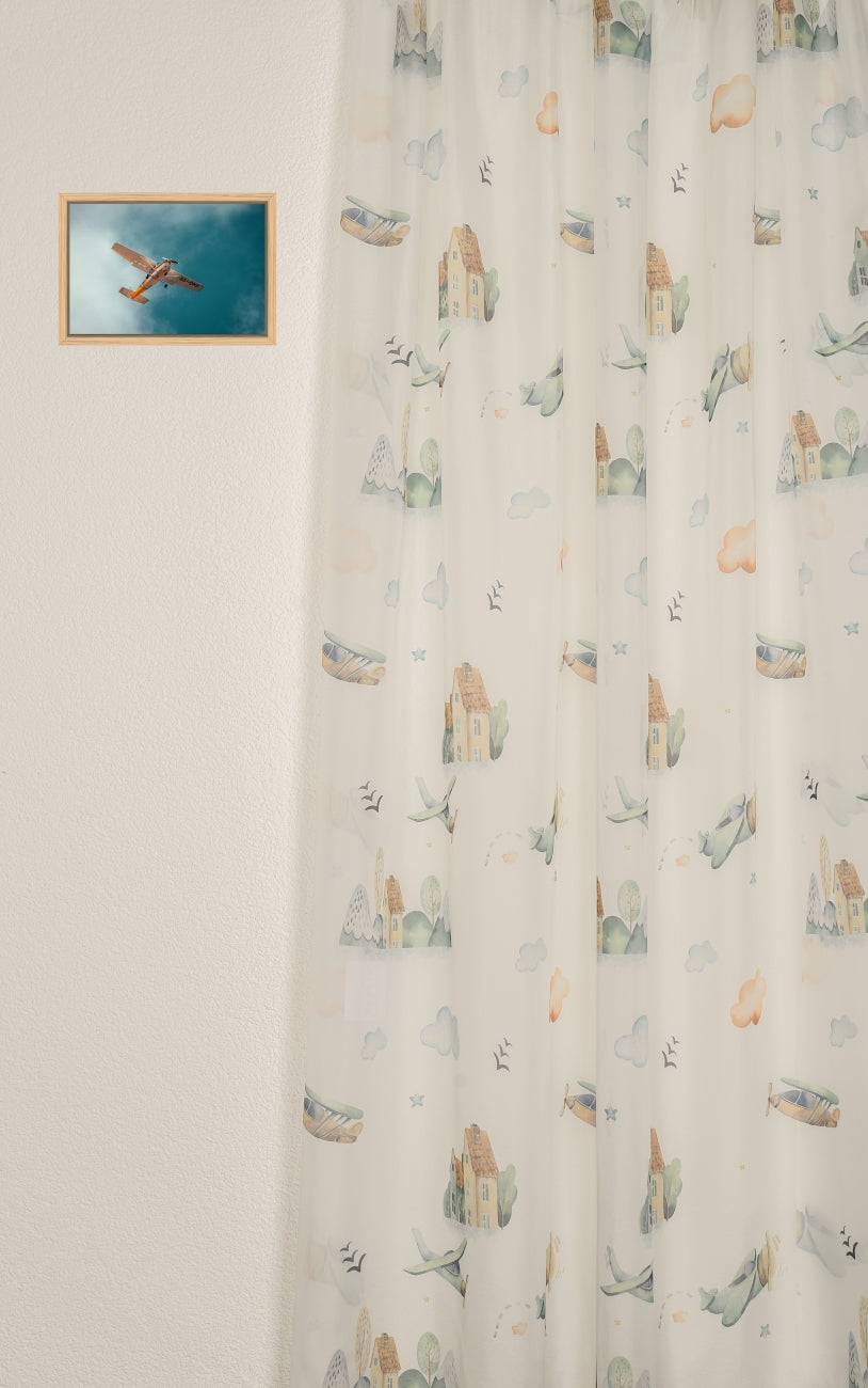 Day curtain turquoise taupe Nuri
