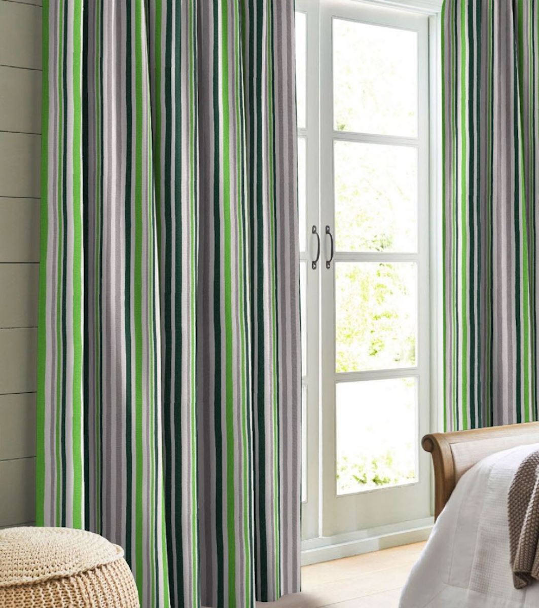 Night curtain green stripe