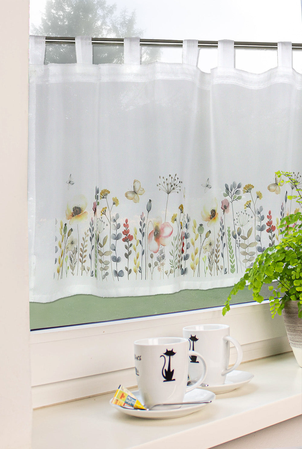 Bistro curtain colorful meadow