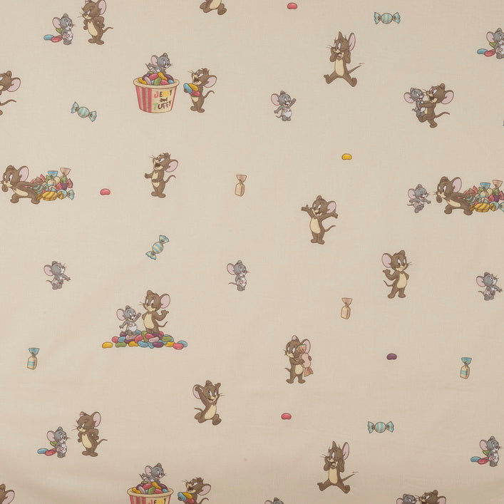 Night curtain écru-brown-gray Tom and Jerry