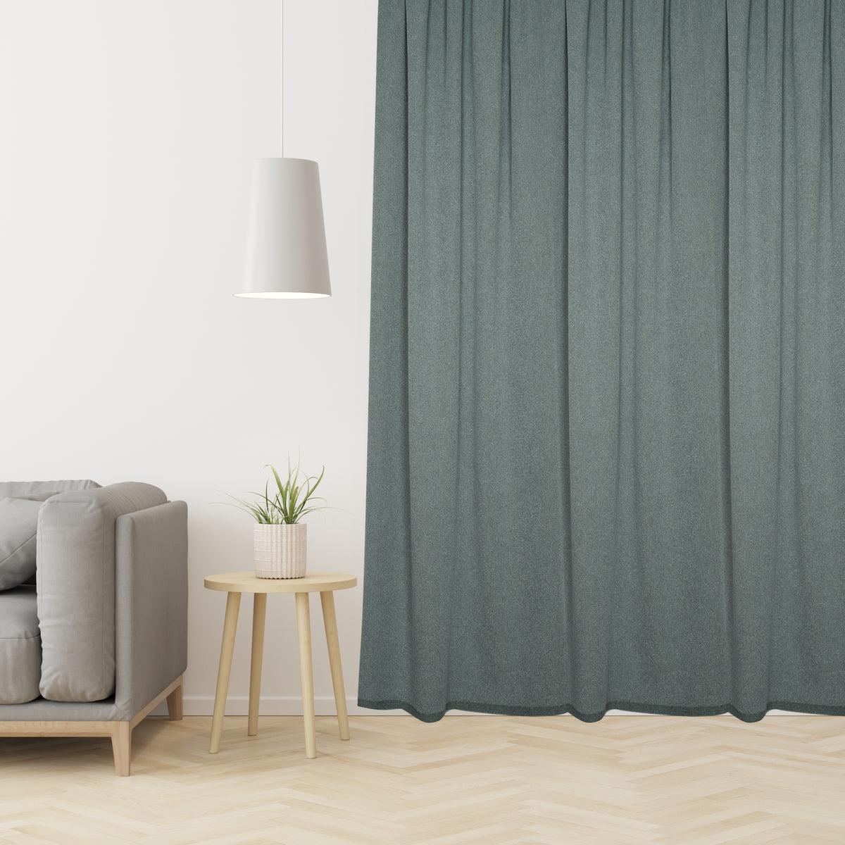 Night curtain without blackout green gray Cobble
