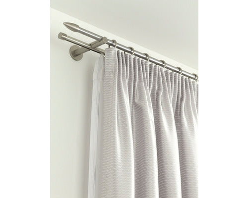 Curtain rod set with inner track 2-curtain stainless steel look 120cm